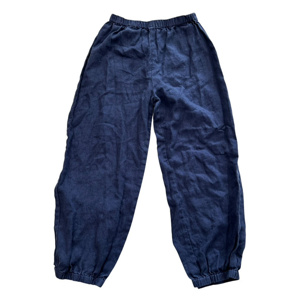 Suzie Kondi Linen Pants Size XS The Delos Pants in 100% Linen Light Blue Gray - Picture 1 of 10